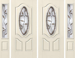 WDMA 88x80 Door (7ft4in by 6ft8in) Exterior Smooth Avonlea 3/4 Deluxe Oval Lite 2 Panel Star Double Door 2 Sides 1