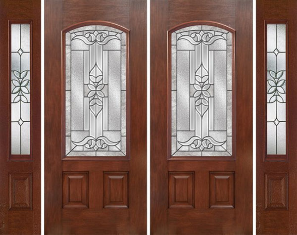 WDMA 88x80 Door (7ft4in by 6ft8in) Exterior Mahogany Camber 3/4 Lite Double Entry Door Sidelights CD Glass 1