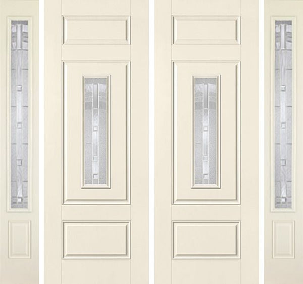 WDMA 88x96 Door (7ft4in by 8ft) Exterior Smooth MaplePark 8ft Center Lite 3 Panel Star Double Door 2 Sides 1