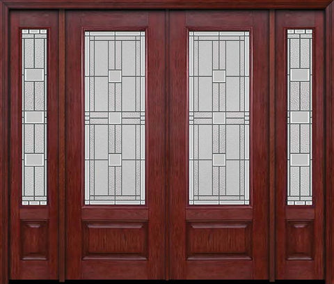 WDMA 88x96 Door (7ft4in by 8ft) Exterior Cherry 96in 3/4 Lite Double Entry Door Sidelights Monterey Glass 1