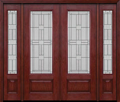 WDMA 88x96 Door (7ft4in by 8ft) Exterior Cherry 96in 3/4 Lite Double Entry Door Sidelights Monterey Glass 1