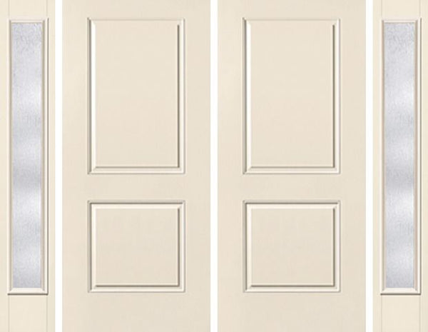 WDMA 92x80 Door (7ft8in by 6ft8in) Exterior Smooth 2 Panel Square Top Star Double Door 2 Sides Rainglass Full Lite 1