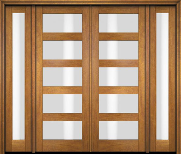 WDMA 94x80 Door (7ft10in by 6ft8in) Exterior Swing Mahogany Modern 5 Lite Shaker Double Entry Door Sidelights 1