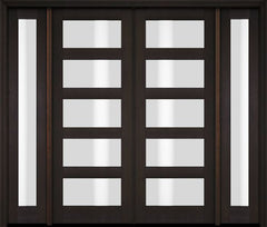 WDMA 94x80 Door (7ft10in by 6ft8in) Exterior Swing Mahogany Modern 5 Lite Shaker Double Entry Door Sidelights 2