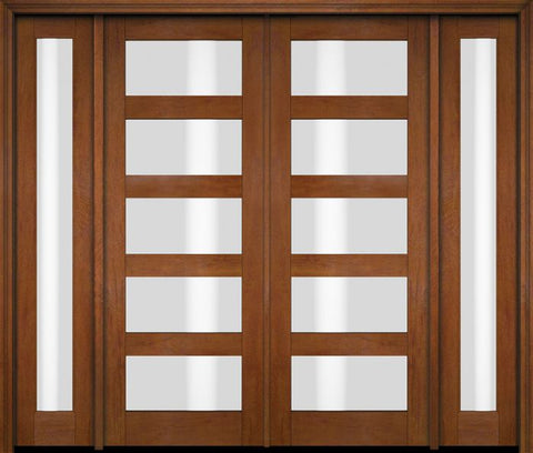 WDMA 94x80 Door (7ft10in by 6ft8in) Exterior Swing Mahogany Modern 5 Lite Shaker Double Entry Door Sidelights 4