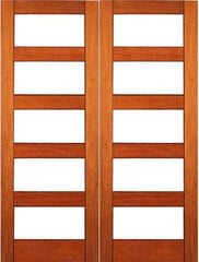 WDMA 96x80 Door (8ft by 6ft8in) Exterior Mahogany Contemporary Double Door Clear Low-E Glass 1