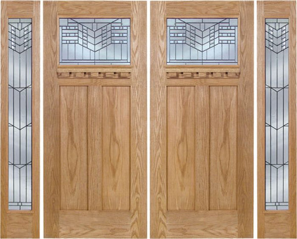 WDMA 96x80 Door (8ft by 6ft8in) Exterior Oak Pearce Double Door/2 Full-lite side w/ E Glass 1