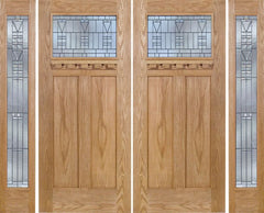 WDMA 96x80 Door (8ft by 6ft8in) Exterior Oak Pearce Double Door/2 Full-lite side w/ B Glass 1