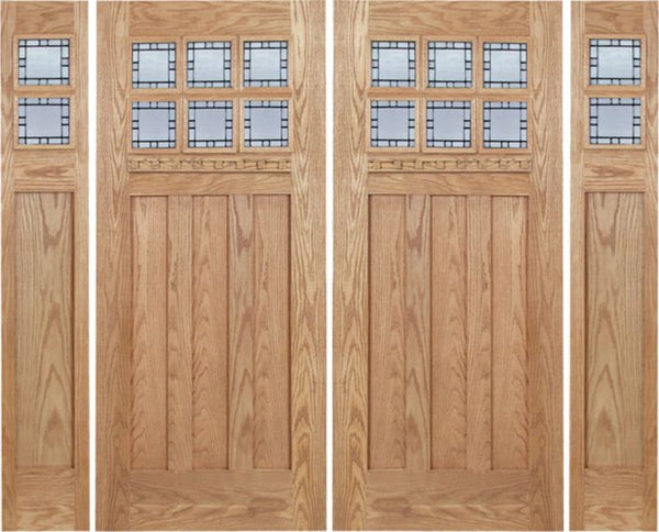 WDMA 96x80 Door (8ft by 6ft8in) Exterior Oak Randall Double Door/2side w/ N Glass 1