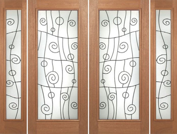 WDMA 96x80 Door (8ft by 6ft8in) Exterior Mahogany Roma Double Door/2side w/ RM Glass - 6ft8in Tall 1