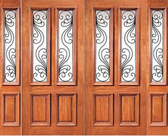 WDMA 96x80 Door (8ft by 6ft8in) Exterior Mahogany Twin Lite Home Double Door Two Side lights 1