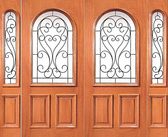 WDMA 96x80 Door (8ft by 6ft8in) Exterior Mahogany Radius Lite Double Door Two Sidelights 1