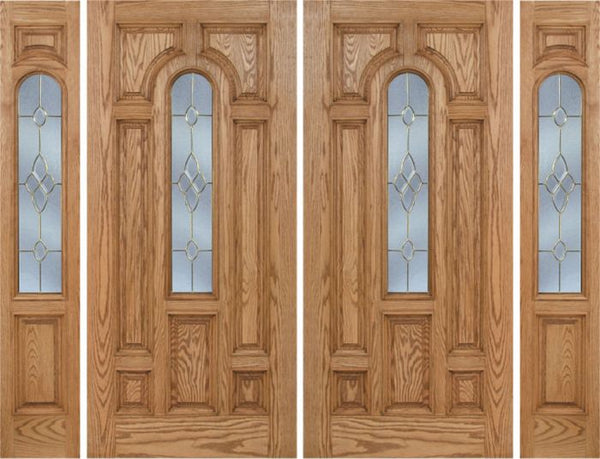 WDMA 96x80 Door (8ft by 6ft8in) Exterior Oak Carrick Double Door/2side w/ C Glass - 6ft8in Tall 1