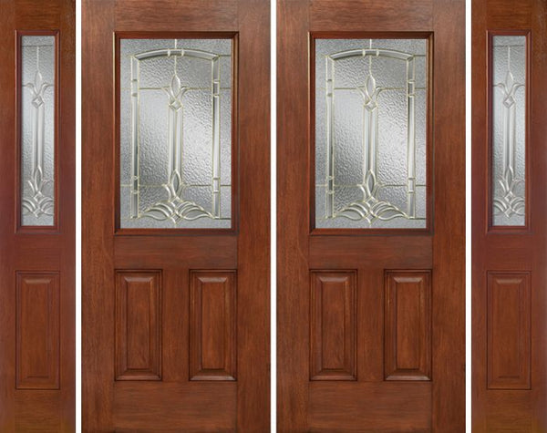 WDMA 96x80 Door (8ft by 6ft8in) Exterior Mahogany Half Lite 2 Panel Double Entry Door Sidelights BT Glass 1