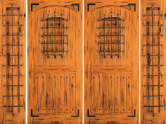 WDMA 96x80 Door (8ft by 6ft8in) Exterior Knotty Alder Front Double Door with Two Sidelights Alder Speakeasy 1