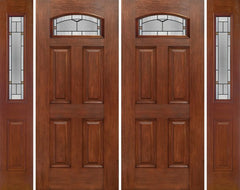 WDMA 96x80 Door (8ft by 6ft8in) Exterior Mahogany Camber Top Double Entry Door Sidelights TP Glass 1