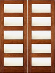 WDMA 96x96 Door (8ft by 8ft) Exterior Mahogany Contemporary Double Door Matte Low-E Glass 1