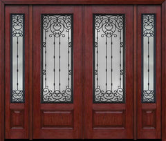 WDMA 96x96 Door (8ft by 8ft) Exterior Cherry 96in 3/4 Lite Double Entry Door Sidelights Belle Meade Glass 1