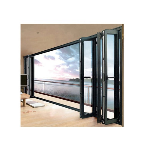 WDMA Aluminium Folding Door Black Stackable Aluminium Bi Folding Doors