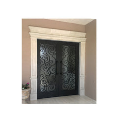 China WDMA Cheap Double Wrought Iron Interior Glass Sliding Door Design