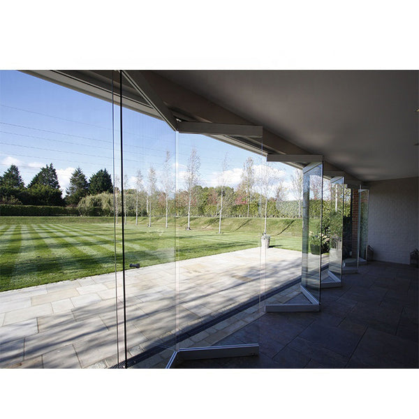 WDMA Frameless Toughened Glass Bifold Sliding Folding Doors Exterior