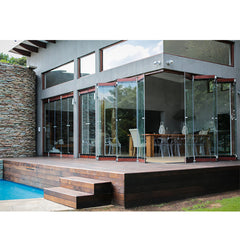 China WDMA Frameless Toughened Glass Bifold Sliding Folding Doors Exterior