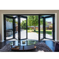 China WDMA Grey Aluminium Glazed Glass Panel Bifold Internal Doors