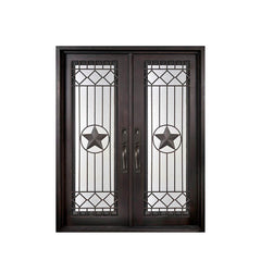 China WDMA wrought iron doors with glass iron entry door double 