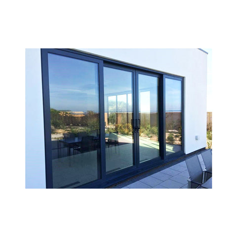 WDMA Luxury Hurricane Proof Heavy Duty Main Entrance 4 Panel Powder Coated Aluminium Frame Sliding Glass Door