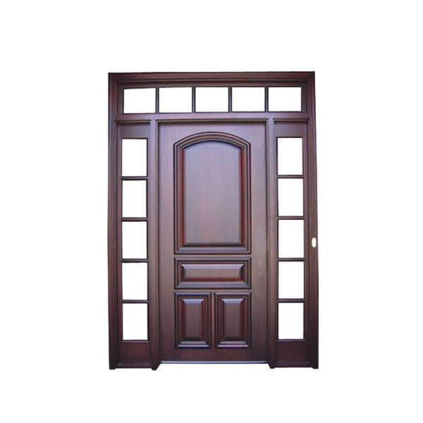 WDMA Main Solid Wood Exterior Door With Glass Carving Design