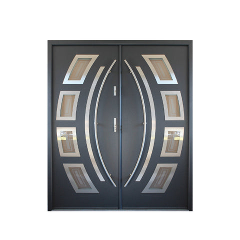 WDMA Modern Main Metal Front Door Iron Doors Double Entrance Design