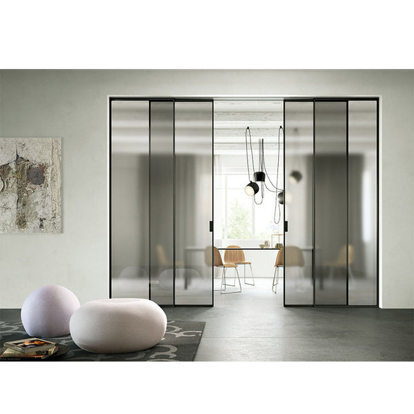 WDMA Soft Close Interior Office Aluminium Double Glass Sliding Door